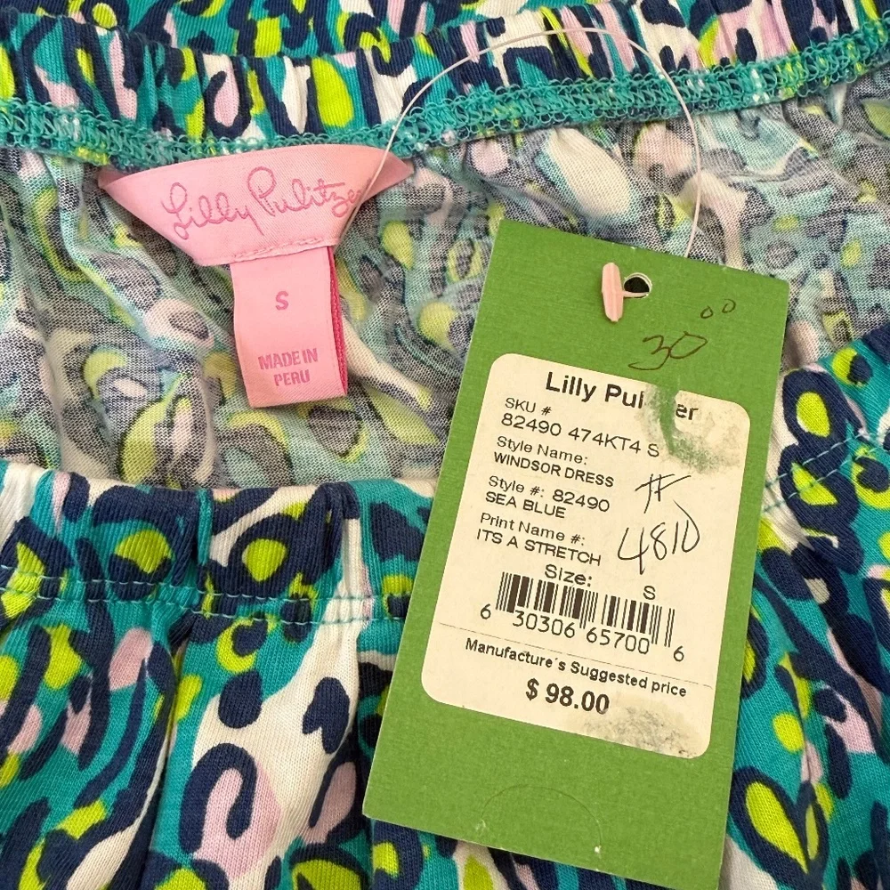 NWT Lilly Pulitzer Strapless Windsor Sea Blue "It's a stretch" dress, Size Small - Picture 5 of 6